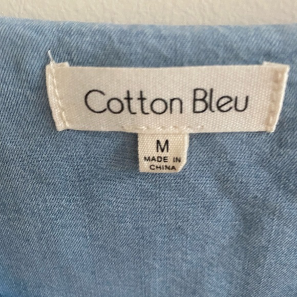Cotton Bleu V Neck Pull Over Denim Dress Size M - Picture 2 of 4